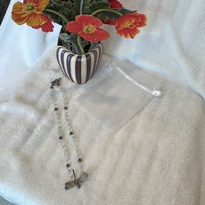 Handmade  🥰 Dragonfly 10” Necklace with clear glass beads